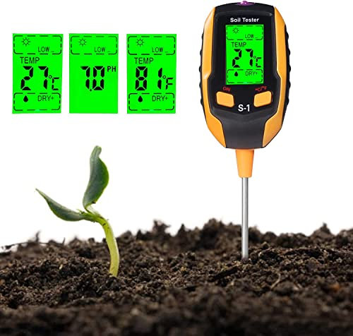 Ykgutilu Soil Moisture Meter,Inspection Plant Temperature/Soil Moisture/PH Meter/Sunlight Intensity/Environment Humidity Soil Test Meter for Gardening, Farming, Indoor and Outdoor Plants