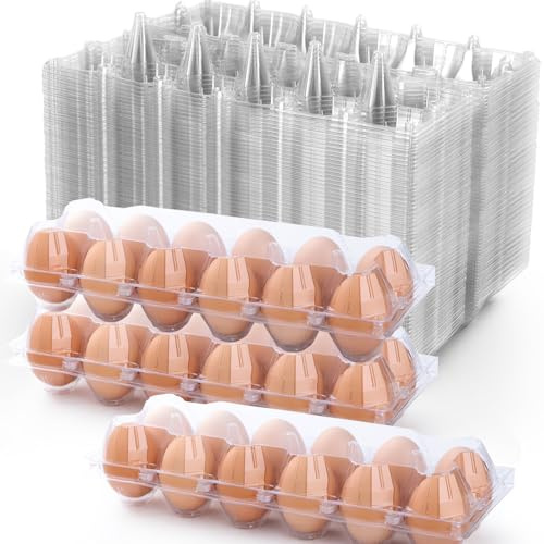 48 Pack Egg Cartons Cheap Bulk 12 Count, 1 Dozen Clear Empty Chicken Egg Cartons for Chicken Eggs, Plastic Egg Holder Egg Container for Family, Chicken Farm and Markets - Medium Reusable Egg Carton