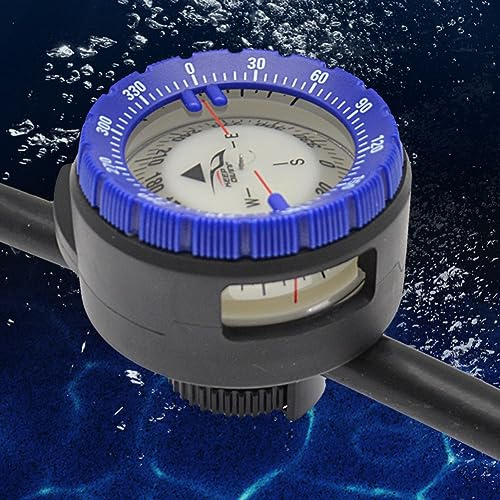 Boussole de plongée magnétique puissante de 50 m, boussole de plongée, tube de serrage sous l'eau, boussole lumineuse avec support à aiguille pour fenêtre latérale, bleu