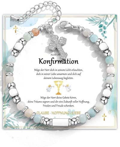SUNSH Konfirmation Geschenk, Geschenk zur Taufe, Kreuz Armband für Mädchen Tochter Nichte Enkelin Schwester Patentochter Patenkind von Mama Papa Oma Opa Pate Patin Taufpaten