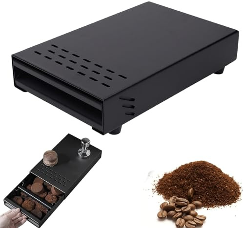 HAMON Kaffeesatz-Klopfbehälter, Kaffee-Klopf-Box-Behälter Espresso-Klopfbox-Schublade Edelstahl-Kaffeesatz-Klopfbehälter mit Abnehmbarer Klopfstange für Home Cafe Shop