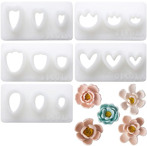 CRASPIRE 5 Forme Formine per Argilla Polimerica Petalo di Fiore Formine per Argilla Polimerica Base per Kit di Polimeri Boho Modello per Orecchini Floreali Vintage Stampi per Pressa Creazione