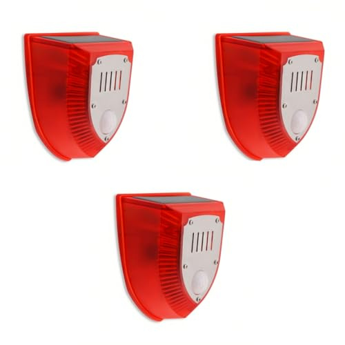 Lancoon 3 Pack Solar sicurezza allarme luci sensore di movimento suoni di sparo e abbaiare suono 129dB Loud IP65 impermeabile luce strobo lampada di avvertimento per esterni
