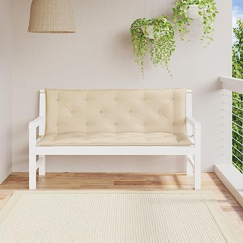 ZEYUAN Gartenbank-Auflagen 2 STK. Beige 150x50x7 cm Oxford-Gewebe, Terrassenmöbel, Wetterfeste Bank, Outdoor Bank, Parkbank, Garten Banken, Deko Bank, Gartenmöbel - 361700