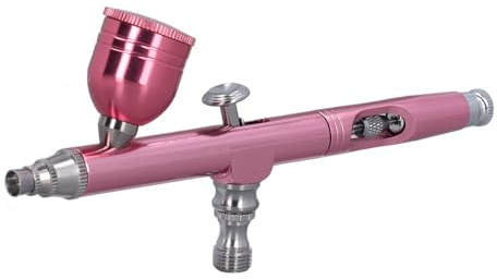 Uadme Airbrush 0,3, Airbrush Pistole Spritzpistole, Tragbares Airbrush Kit, zum Modellieren, Malen, Airbrush-Tätowieren, Nageldesign, Kunstmalen, Kuchendekorieren, Rosa
