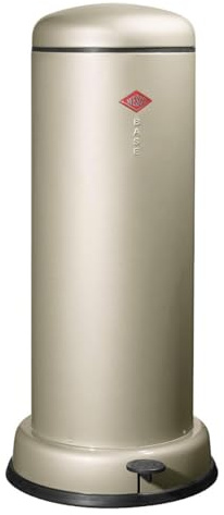 WESCO Big Baseboy Abfallsammler in der Farbe neusilber, pulverbeschichtetes Stahlblech, 30 Liter Volumen, eingebauter Dämpfer, Metall-Fußtritt mit Gummitrittfläche