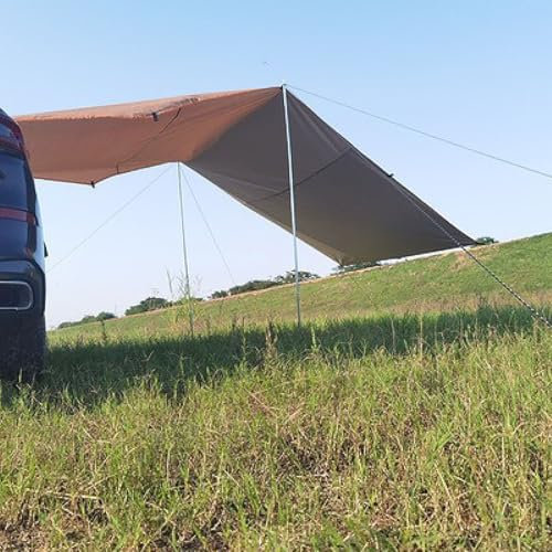 xjdagaoge Toldo para Vehículos, toldo Lateral Universal Plegable para Coche, toldo para Coche Resistente a la Lluvia y al Sol, toldo Lateral Retráctil, toldo para SUV(Brown,300 * 150cm/10 * 5ft)