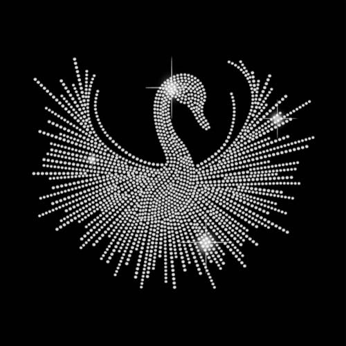 SUPERDANT Schwan Hotfix Strass Patch Weißer Kristall Aufbügelbild | Glänzender Transfer für DIY, geeignet für Mädchen T-Shirt, Kleidung, Taschen und Geschenke