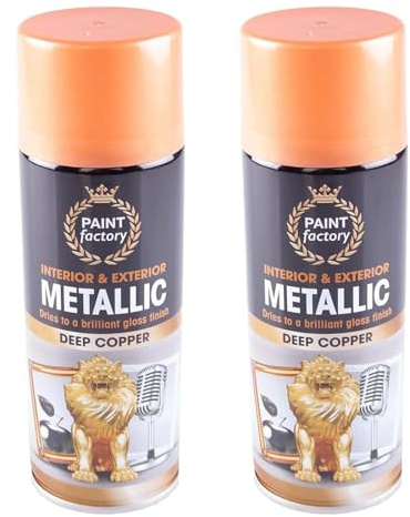 DIOXSTAR Metallic Deep Copper Spray Paint, Quick Drying, High Gloss Finish, Interior And Exterior Decoration, Multipurpose Use, Metallic Effect To Your Craft & Art Work, 400ml (2 PCS)