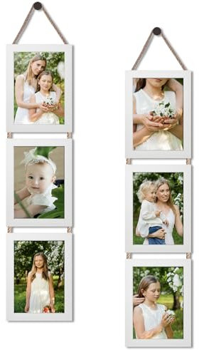 EYMPEU Cornice 13x18,Cornice Tripla in Verticale, Decorazione per Soggiorno, Camera da Letto, Ufficio, 6 Pezzi, Bianco