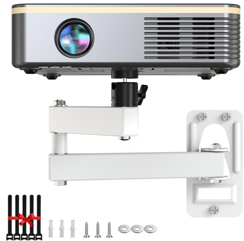 DAWASAPAT Universal White Projector Mount, Foldable, Adjustable Tilt & Swivel, 360Adjustable, Wall Mount, Supports Projectors Up to 6.6 lbs
