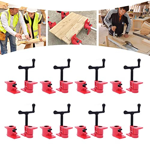 8 Sets Rohr Schraubzwinge Schraubzwingen 3/4 Zoll Rohrzwingen Rohr Schnellspanner Clamp Holzklammer-Set aus Eisen Schraubzwinge für Holz Holzbearbeitung Schnelles Anziehen und Lösen F Clip