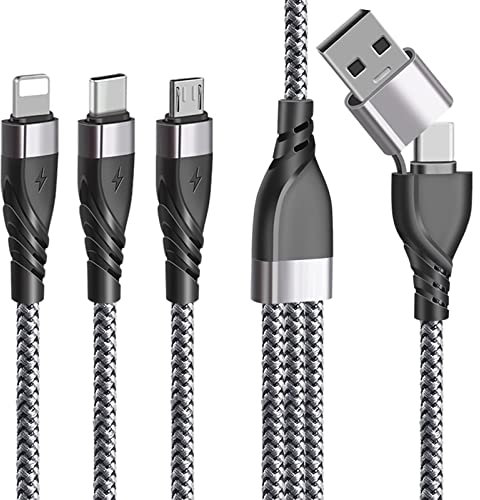 Unillous USB A/C Multi Cavo di Ricarica, 5 in 1 Multiplo Cavetto Micro USB Tipo C Nylon Intrecciato Cavo di Ricarica per SmartPhone Tablets Samsung Galaxy Huawei Xiaomi LG-1.2M
