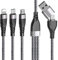 Unillous USB A/C Multi Cavo di Ricarica, 5 in 1 Multiplo Cavetto Micro USB Tipo C Nylon Intrecciato Cavo di Ricarica per SmartPhone Tablets Samsung Galaxy Huawei Xiaomi LG-1.2M