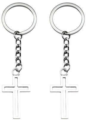 2 Pièces Cross Pendant Kischain, Simple Clés De Trousseau, Porte-Clés Personnalisé, Porte-Clés Cadeau, Porte-Clés en Métal.