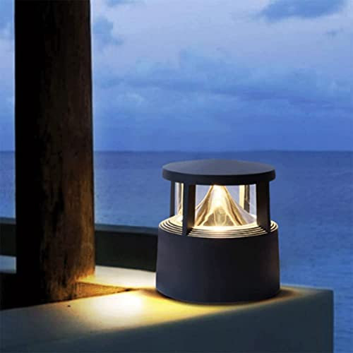Lampione da giardino Lampada a colonna vintage 12W Elettricità rotonda Lanterna a palo per esterni, Finitura in metallo nero, Lampada a colonna impermeabile, Luci a colonna da cortile con paralumi per