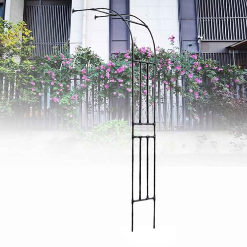 Generisch Halb-rosenbogen Gartenbogen Metall Stabil Rankhilfe Halber Pergola Bogen Für Clematis Kletterrose Kletterpflanzen Wandmontage Schwarz(Schwarz,150x240cm/4.9x7.9ft)