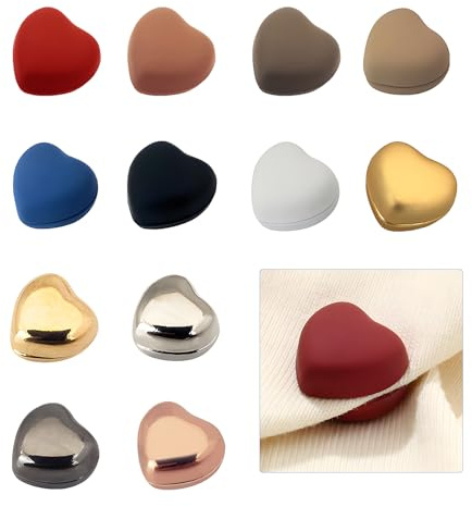 12 PCS Hijab Magnets, Colorful Strong Magnetic Pins No-Snag Scarf Clasp, Small Hijab Magnetic Pins Buttons Multi-Use Pinless Brooch for Women Men Shawl Scarves Hairband Clothes Dress (Heart)