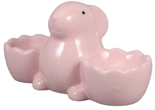 POPETPOP Huevera Decorativa De Cerámica Conejito para Huevos Duros Huevera Infantil De Conejo para Pascua Plato Exhibidor De Huevos y Bocadillos De Pascua