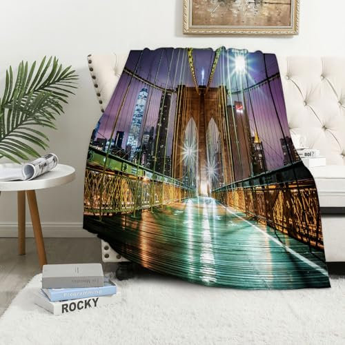 MAAPCHP Coperta Pile Blanket Passaggio pedonale vuoto sul ponte di Brooklyn Coperta di Flanella Coperta per Adulti per Bambini Caldo Divano per Il Tempo Libero Sedia Soffice Coperta Soffice150x200cm