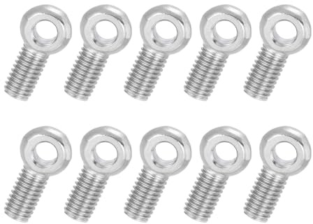 PATIKIL 10 Pcs Boulon à Œil M8x20mm Boulon à Œillet de Levage pour Balancement d'Épaule, Vis Filetage Complet en Acier Inoxydable 304, Filetage Métrique Trou Coulissant, Couleur Argentée