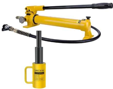 Cric portatile, martinetto idraulico multisezione, kit martinetto for edilizia, martinetto con cilindro idraulico da 8 pollici/200 mm di corsa(20T jack+CP-700 hand pump)