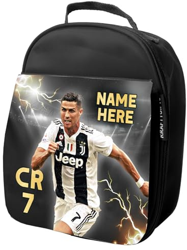 KRAFTYGIFTS Personalised Ronaldo Lunch Bag Football Legend Boys School Nursery Insulated Lunchie Box Lunchbox Snackbox LU09