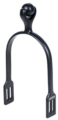 Gallop Shop Steel Roller Ball / Horse Riding Spurs / Spurs with Free Straps (Jett Black)