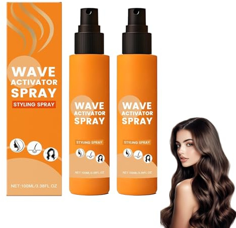 Lot de 2 sprays de coiffage, activateur ondulé, boucles définies et maintien naturel pour cheveux ondulés à bouclés, pour le volume, pour homme et femme, lors d'événements, de voyages, coiffures