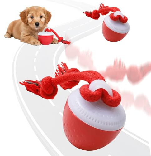 comepew Interaktives Hundespielzeug, 2026 Neu Smart Automatisch Rollender Ball mit 3 Modi HundegeBell, Hundespielzeug Mit Schnur Katzenspielzeug Elektrisch 360° Interactive Dog Toys (Rot*2)