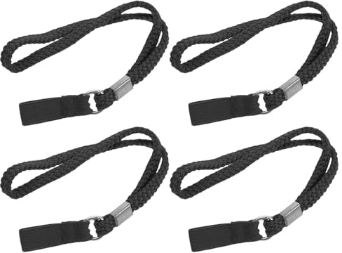 NIYANGLE Lot de 4 Dragonnes Antidérapantes pour Bâtons de Marche en Nylon Noir, Bracelets Confortables pour Cannes de Randonnée et Béquilles, Accessoires Sécurisés pour Personnes