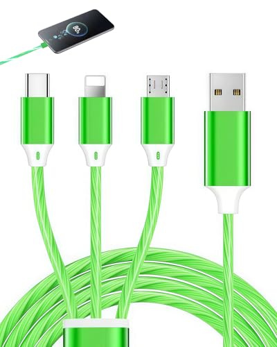 Voltrique 3 in 1 Light Up Charging Cable Flowing LED USB Multi Charger Cord