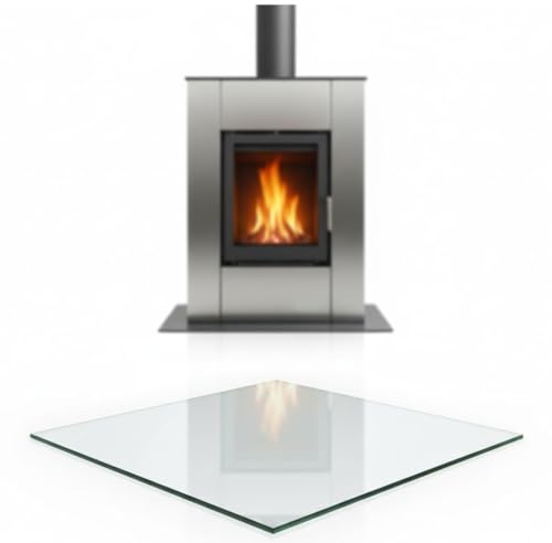 Mucola Glasplatte Kaminplatte 90x90 cm ESG Sicherheitsglas 6 mm Klarglas | Temperaturbeständig bis 250 °C, kratzfest, polierte Kanten, schützt Boden vor Funkenflug und Glut, auch als Tischplatte