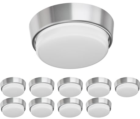 ledscom.de 10 pièces GX53 Douille de lampe INEL chromé mat rond 90mm Ø incl. lampe LED 4,05W 372lm blanc chaud