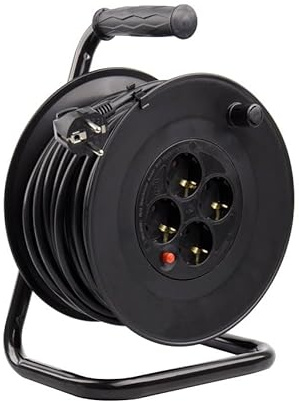 LEDKIA Carrete Alargador de Cable 25m 3x1.5 mm Negro