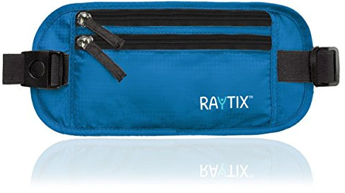 Raytix Money Belt For Travel – RFID Blocking Waist Pouch Passport Holder Wallet Belt – Waterproof Hidden Travel Fanny Pack For Men & Women – Secure, Lightweight, Adjustable Strap – Blue