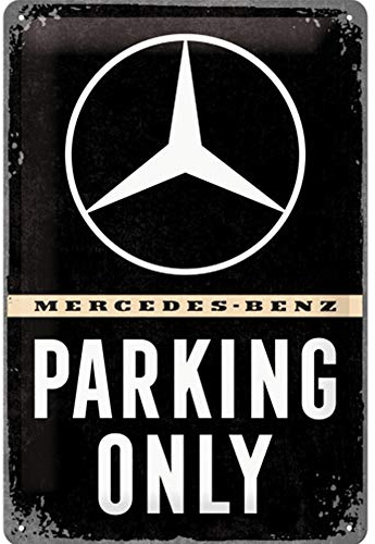 Nostalgic-Art Retro Blechschild, 20 x 30 cm, Mercedes-Benz – Parking Only | Original Mercedes-Benz Lizenzprodukt (OLP), aus Metall, Vintage Design, Geschenk-Idee für Mercedes-Fans