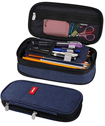 MaoXinTek Federmäppchen Große Kapazität Mäppchen Make-up Tasche Schreibwaren Veranstalter für Student Schule Büro Dunkelblau