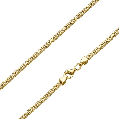 KettenKauf Vergoldete 2,2mm Königskette 925 Silber massiv - Länge Wählbar - Gold Vergoldet - Collier Halskette oder Armband