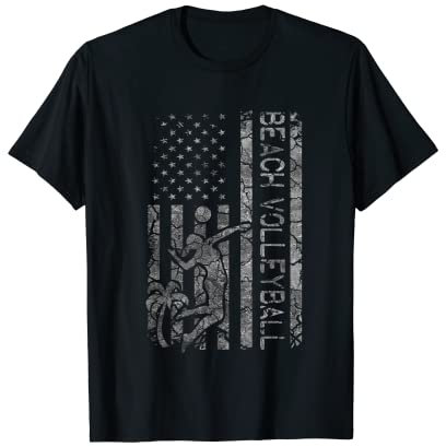 Vintage American Flag Beach Volleyball für Damen und Herren T-Shirt