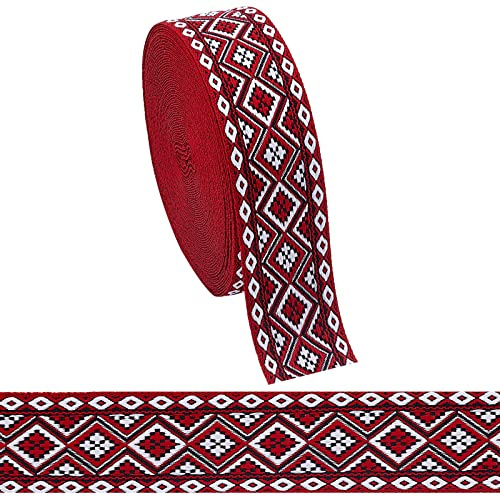 PandaHall 10 Yards Jacquardband Garment Trim Fringe Vintage Besticktes Band Blumengewebe Schrägband Zum Nähen von Kleidung Home Decor Hochzeit Geschenkverpackung Kamerataschenriemen 3.15 cm Breit