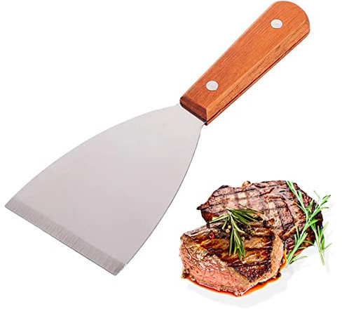 Spatola in Metallo per Bistecca - Raschietto Antiaderente in Acciaio Inossidabile per Barbecue e Griglia, Strumento di Cottura Ideale