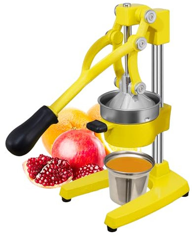Gowintech Prensa manual de hierro fundido resistente comercial manual naranja cítricos limón lima pomelo granada fruta exprimidor máquina amarillo