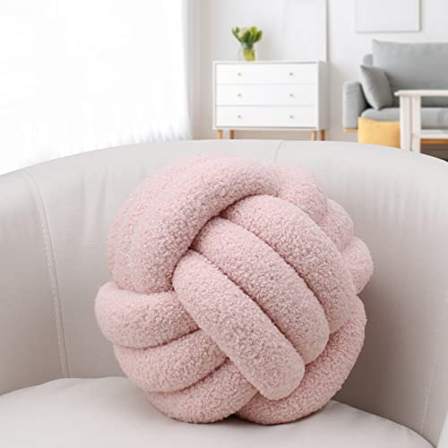 IIQI Knotenkissen, Kugelförmige Kissen Imitation Lamm Daunen Mehrere Größen Knotenkissenball weiches handgewebtes Sofakissen, verwendet für Wohndekoration (Rosa 4,21.8 cm)