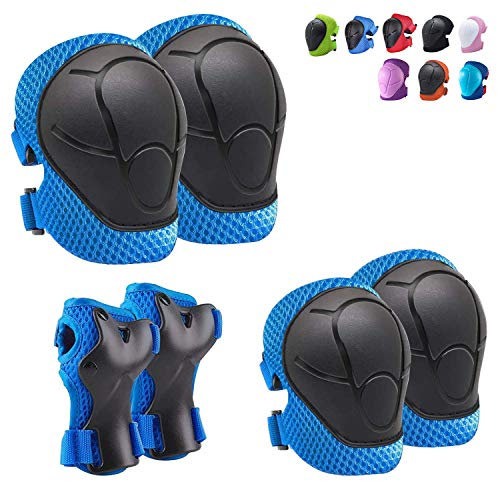 CKE Knieschoner für Kinder/Jugendliche - Knieschoner für Jungen und Mädchen von 3-8 Jahren - Schutzausrüstung für Skaten, Radfahren, Radfahren, Blau