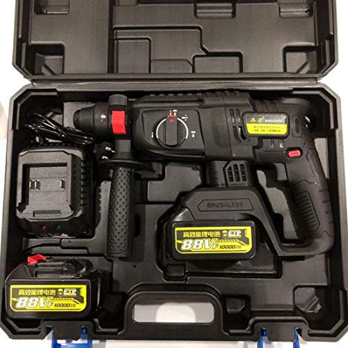 Samnuerly Taladro de percusión sin escobillas inalámbrico de Alto par Taladro inalámbrico Recargable Industrial Profesional Cargador rápido Motivación Fuerte,Black