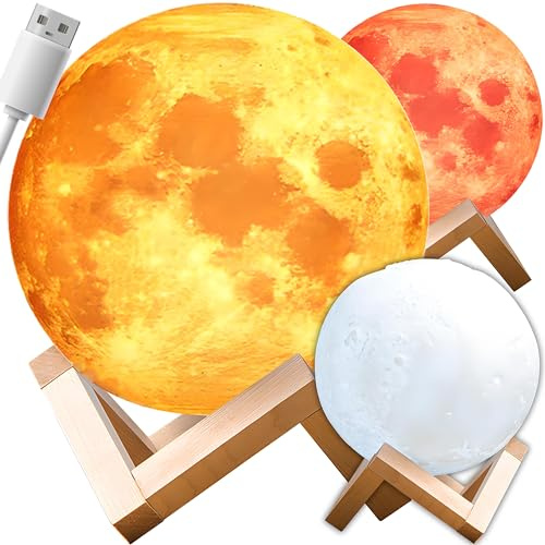 Retoo diffuser, mini moon ultraljud luftfuktare med 2 ljus färger och 880 ml vattentank, oljediffusor med LED-belysning, eterisk oljediffusor, cool mist rumsluftfuktare