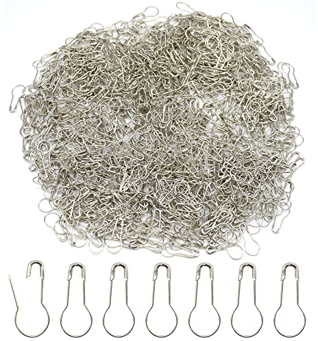 Hocansen 1000 Stück Sicherheitsnadeln Metallkürbisnadel 22mm Birnenförmige Snadeln Calabash Pin für Maschenmarkierer,Stricken,Nähzubehör(Silber/HL)