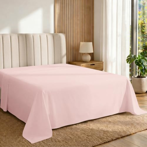 Pizuna Lenzuolo sopra Cotone 270x310 cm Rosa 400 fili trama Sateen 1 Pz | Lenzuolo sopra 100% cotone a fiocco lungo, trama sateen, 270x310 cm, colore Rosa Chiaro, 400 fili, 1 pezzo