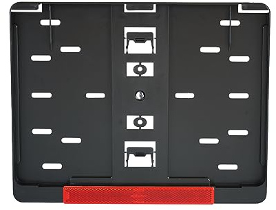 1x Schwarz Kennzeichenhalter Nummernschildhalter 280 x 200 mm (für Auto LKW SUV Quad Traktor Anhänger Motorrad) Für Kennzeichen im Format 280 x 200 mm 28 x 20 cm (Mit Rückstrahler Reflektor Rot)
